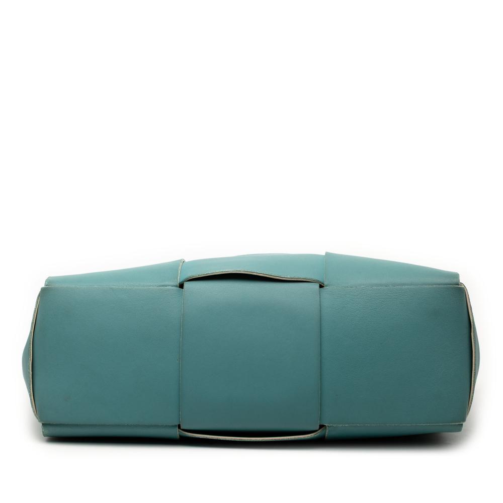 Bottega Veneta B Bottega Veneta Blue Turquoise Nappa Leather Leather Medium Nappa Maxi Intrecciato Arco Tote Italy