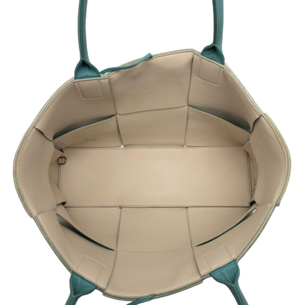 Bottega Veneta B Bottega Veneta Blue Turquoise Nappa Leather Leather Medium Nappa Maxi Intrecciato Arco Tote Italy