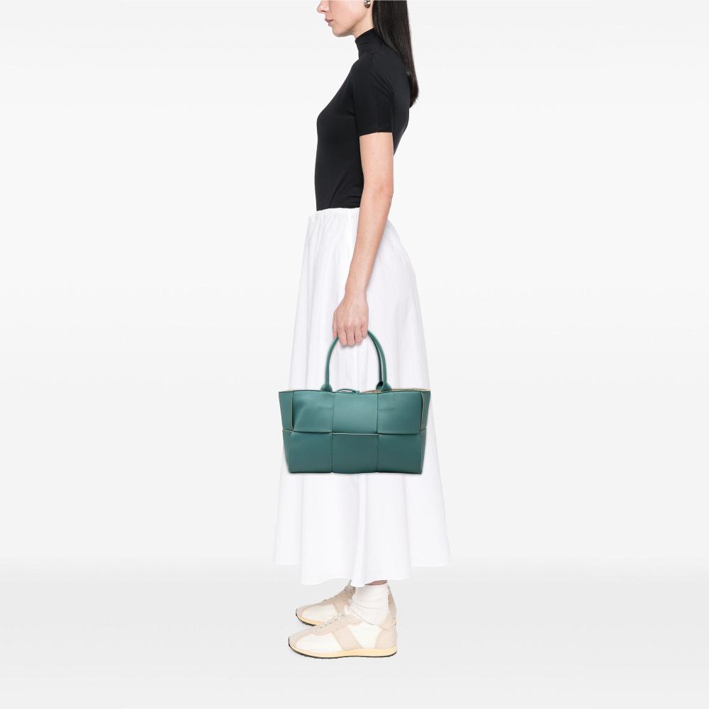 Bottega Veneta B Bottega Veneta Blue Turquoise Nappa Leather Leather Medium Nappa Maxi Intrecciato Arco Tote Italy