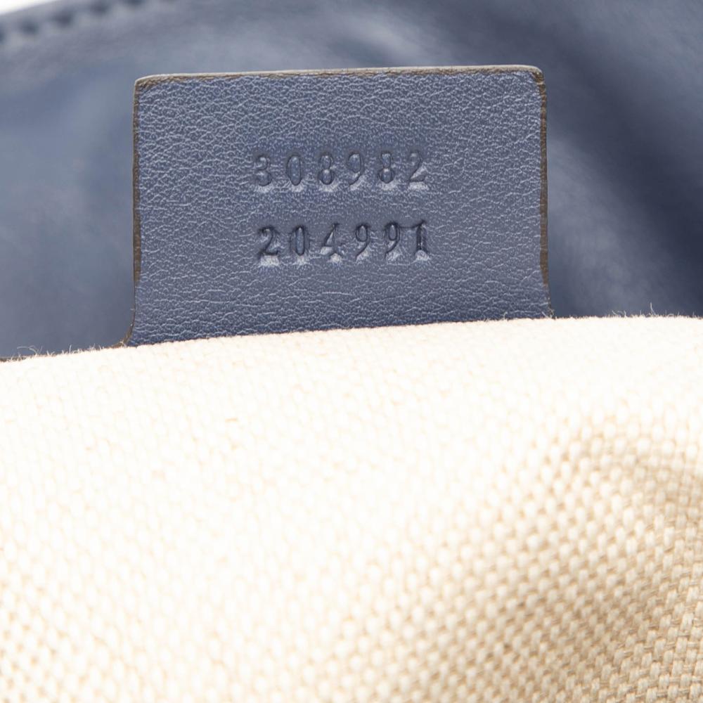 Gucci B Gucci Blue Navy Patent Leather Leather Medium Patent Soho Chain Tote Italy