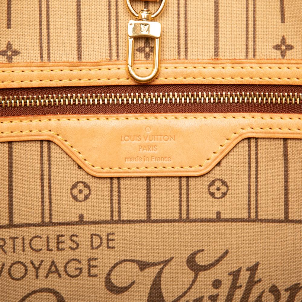 Louis Vuitton B Louis Vuitton Brown Monogram Canvas Fabric Monogram Neverfull MM France