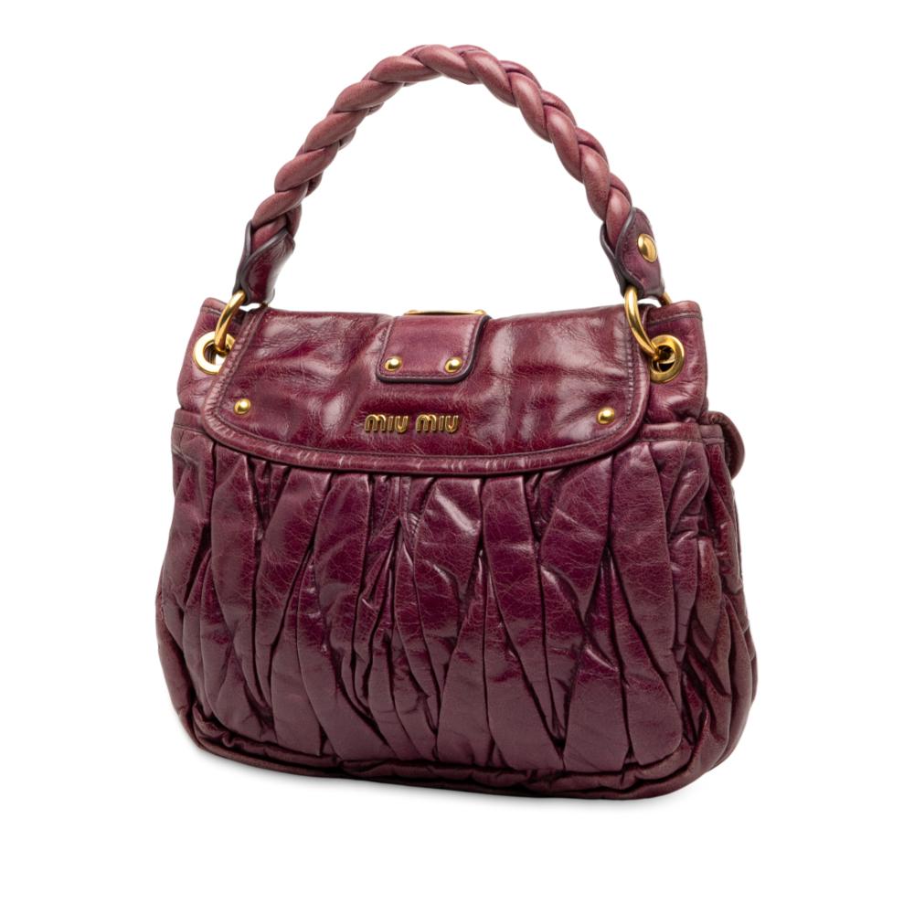 Miu Miu B Miu Miu Red Burgundy Nappa Leather Leather Matelasse Nappa Coffer Satchel Turkey