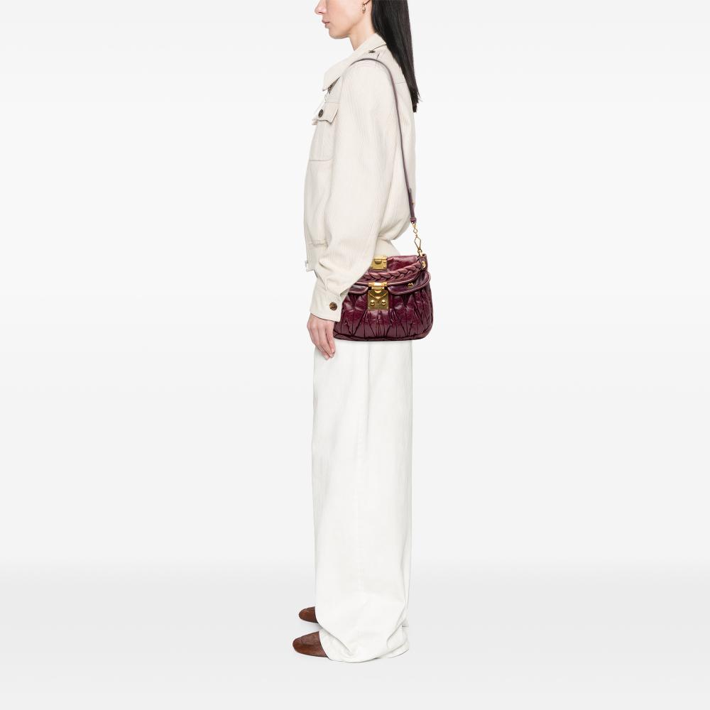 Miu Miu B Miu Miu Red Burgundy Nappa Leather Leather Matelasse Nappa Coffer Satchel Turkey