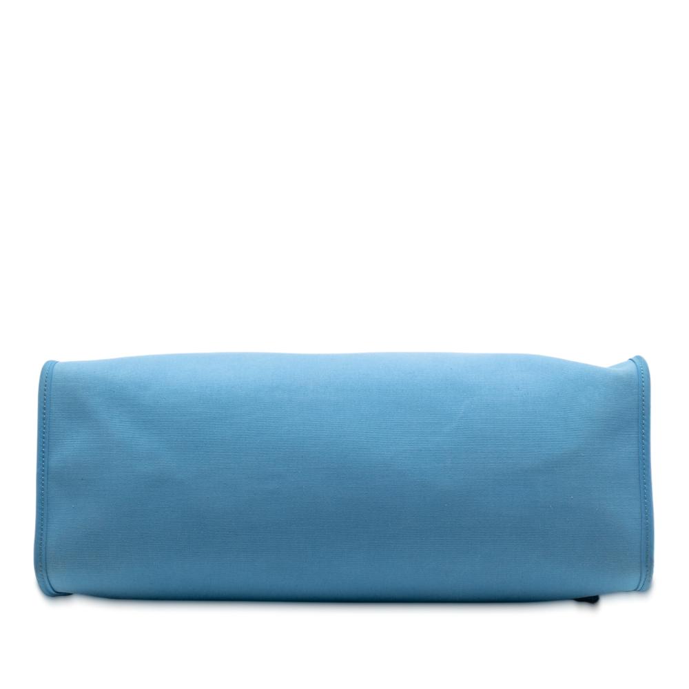 Hermès AB Hermès Blue Light Blue with Brown Canvas Fabric Toile Herbag Zip 39 France