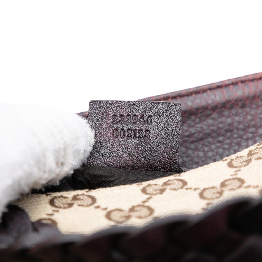 Gucci AB Gucci Brown Beige Canvas Fabric Large GG Bamboo Libeccio Tote Italy