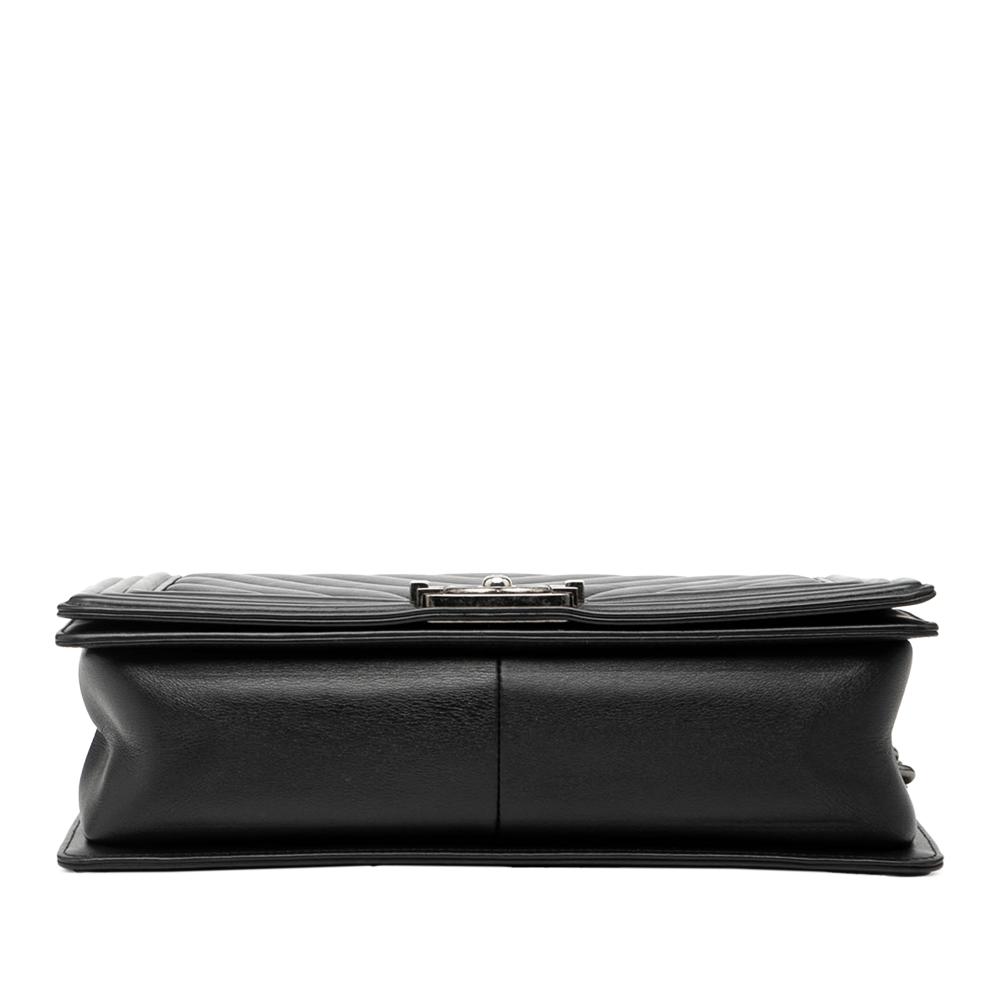 Chanel AB Chanel Black Lambskin Leather Leather Medium Chevron Lambskin Boy Flap Italy
