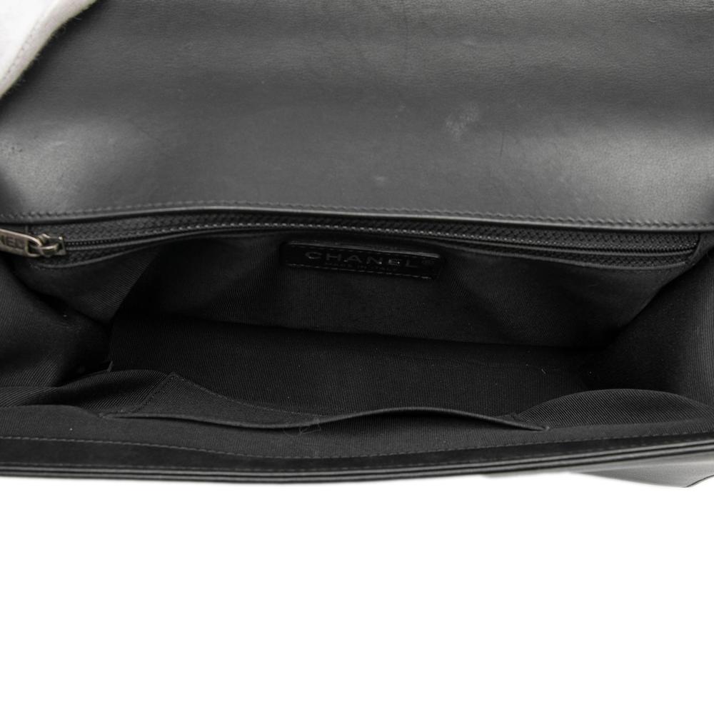 Chanel AB Chanel Black Lambskin Leather Leather Medium Chevron Lambskin Boy Flap Italy