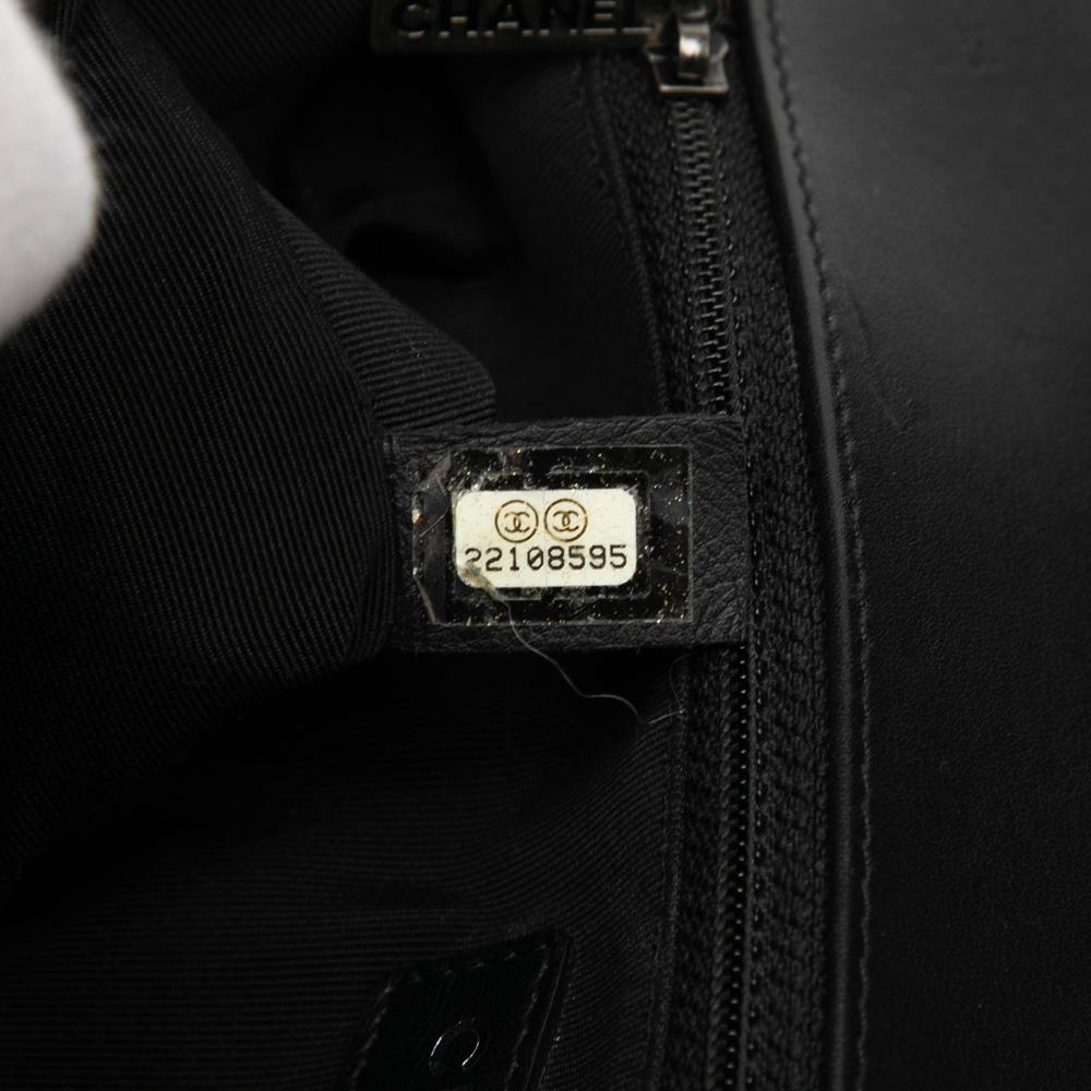 Chanel AB Chanel Black Lambskin Leather Leather Medium Chevron Lambskin Boy Flap Italy