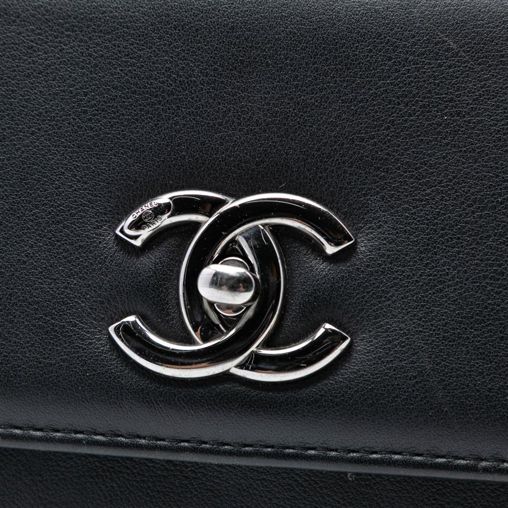 Chanel B Chanel Black Lambskin Leather Leather Small Lambskin Trendy CC Top Handle Bag Italy