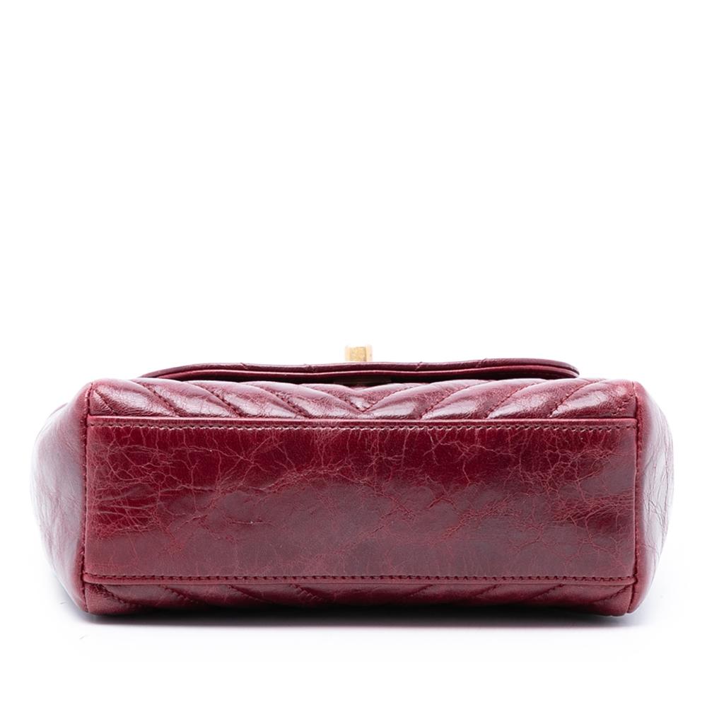 Chanel AB Chanel Red Dark Red Lambskin Leather Leather Small Chevron Aged Lambskin Hampton Flap France