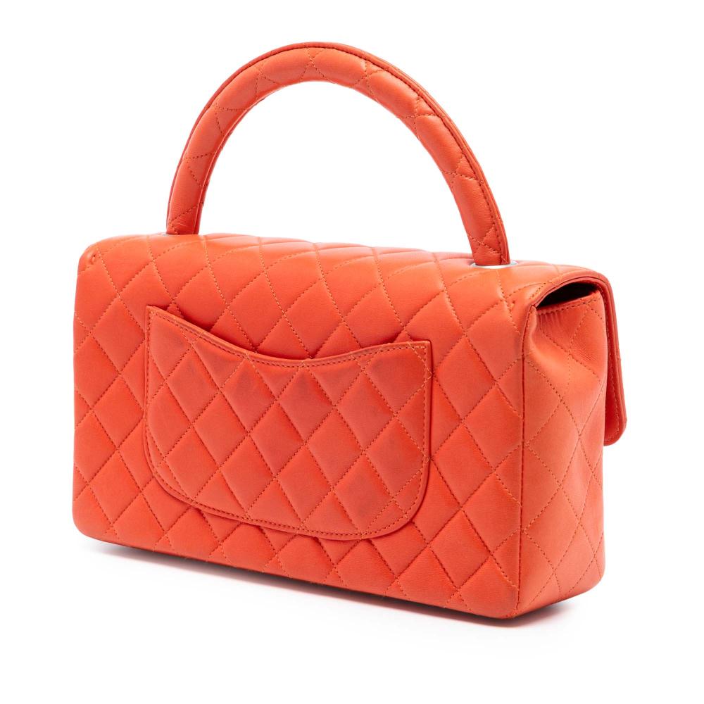 Chanel B Chanel Orange Dark Orange Lambskin Leather Leather Lambskin Parent Kelly Flap France