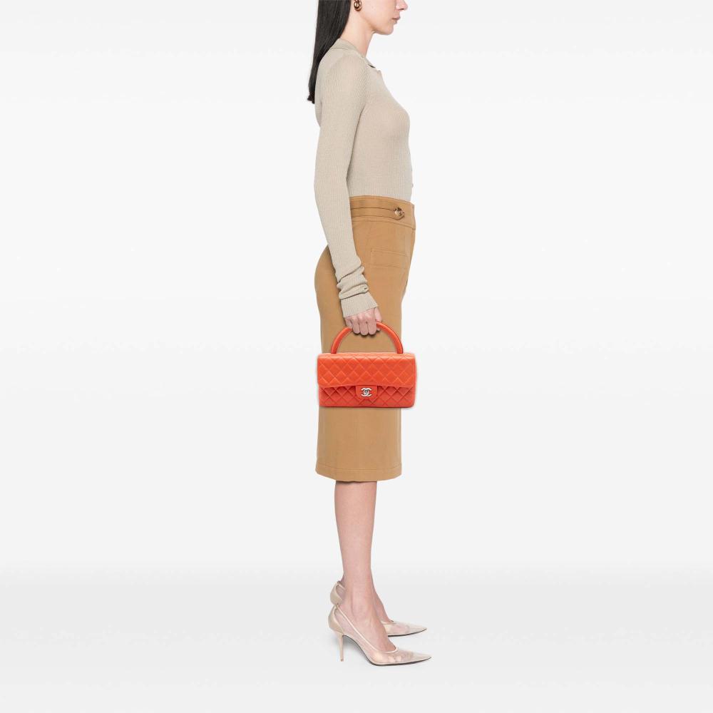 Chanel B Chanel Orange Dark Orange Lambskin Leather Leather Lambskin Parent Kelly Flap France