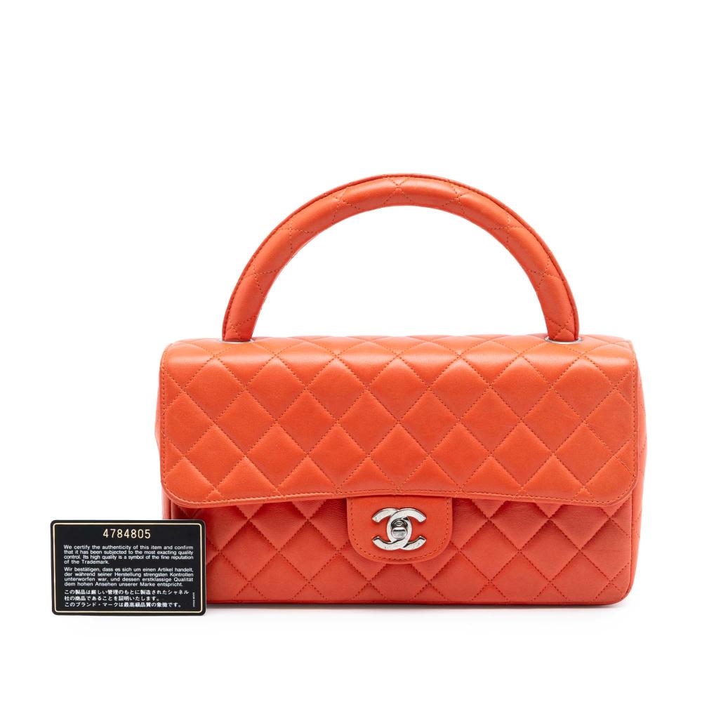 Chanel B Chanel Orange Dark Orange Lambskin Leather Leather Lambskin Parent Kelly Flap France