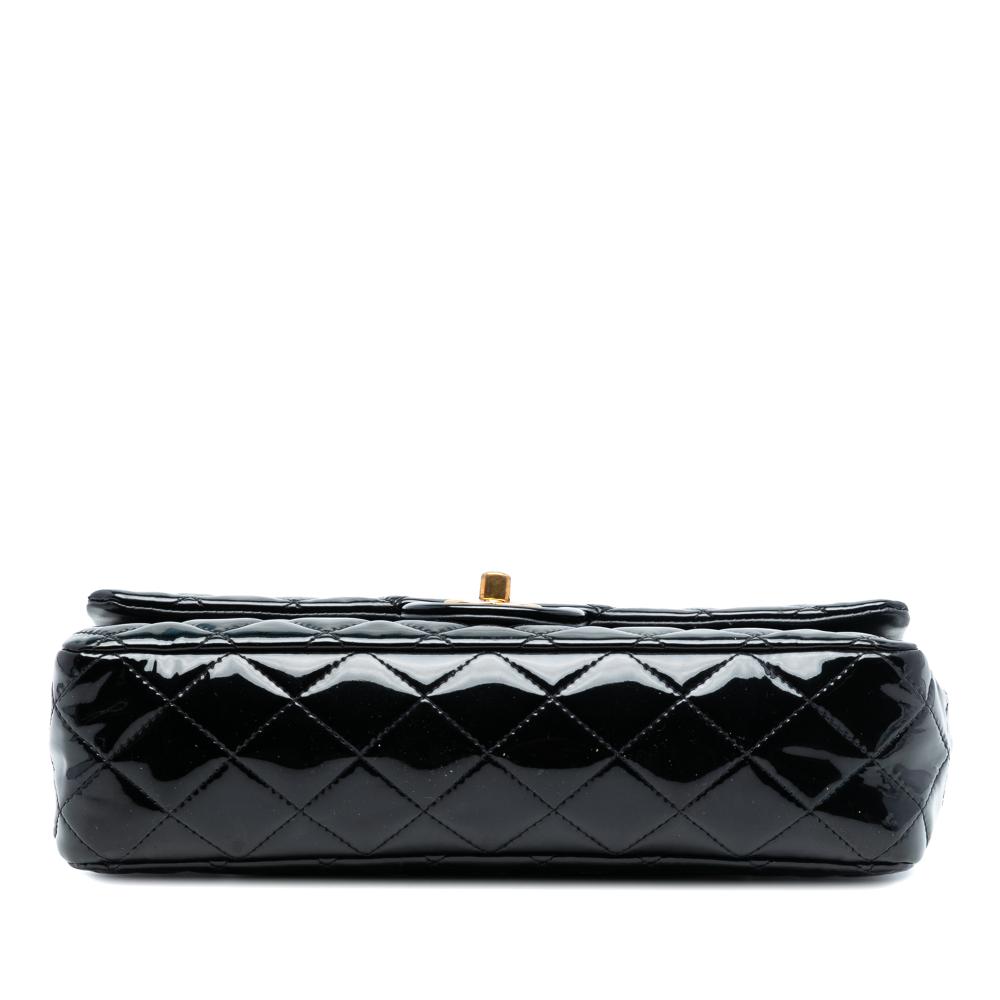 Chanel AB Chanel Black Patent Leather Leather Medium Classic Patent Double Flap France