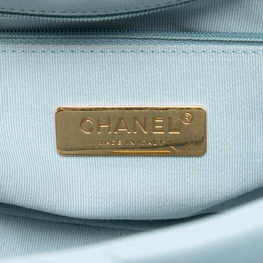 Chanel AB Chanel Blue Light Blue Lambskin Leather Leather Medium Lambskin 19 Flap Italy