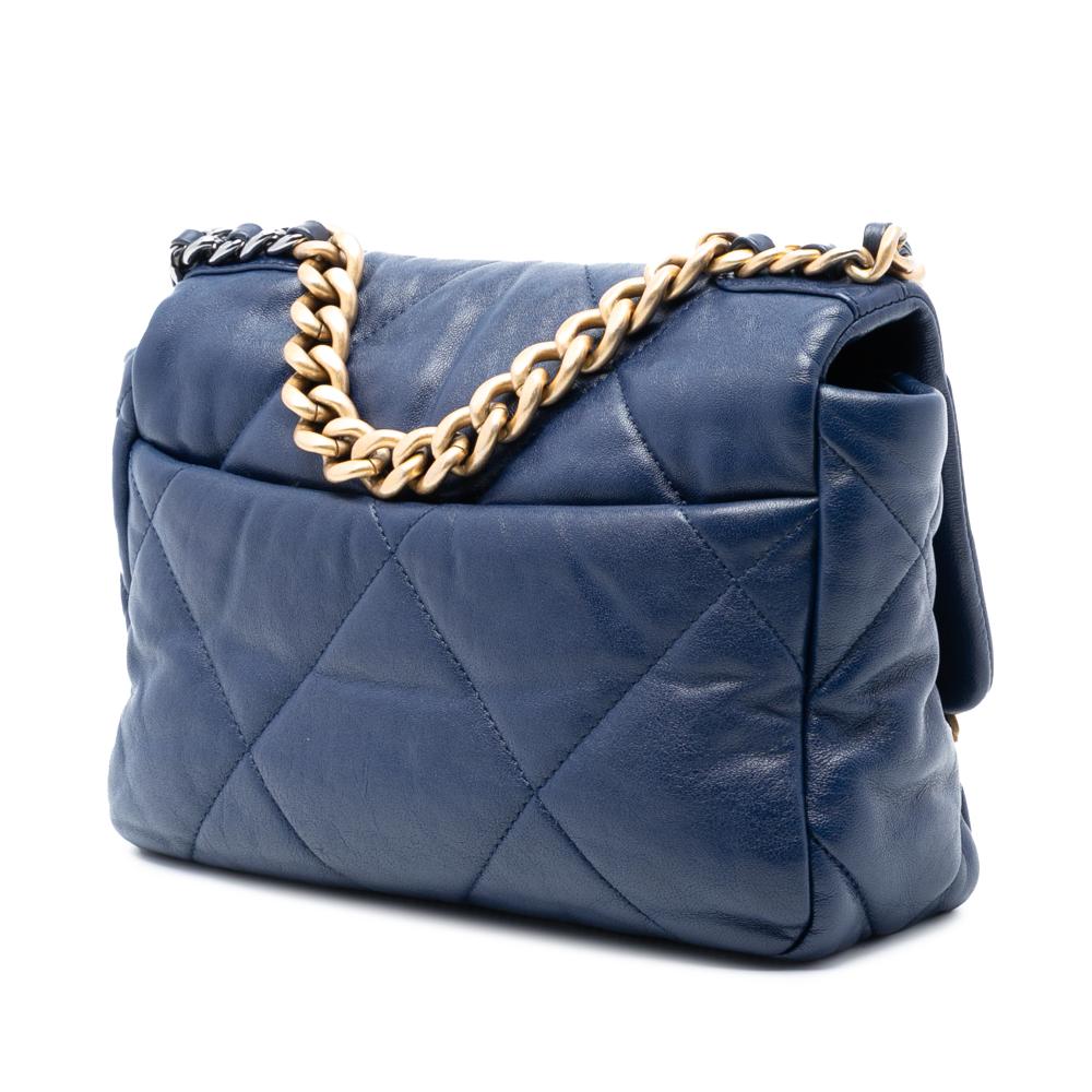 Chanel B Chanel Blue Dark Blue Lambskin Leather Leather Medium Lambskin 19 Flap France