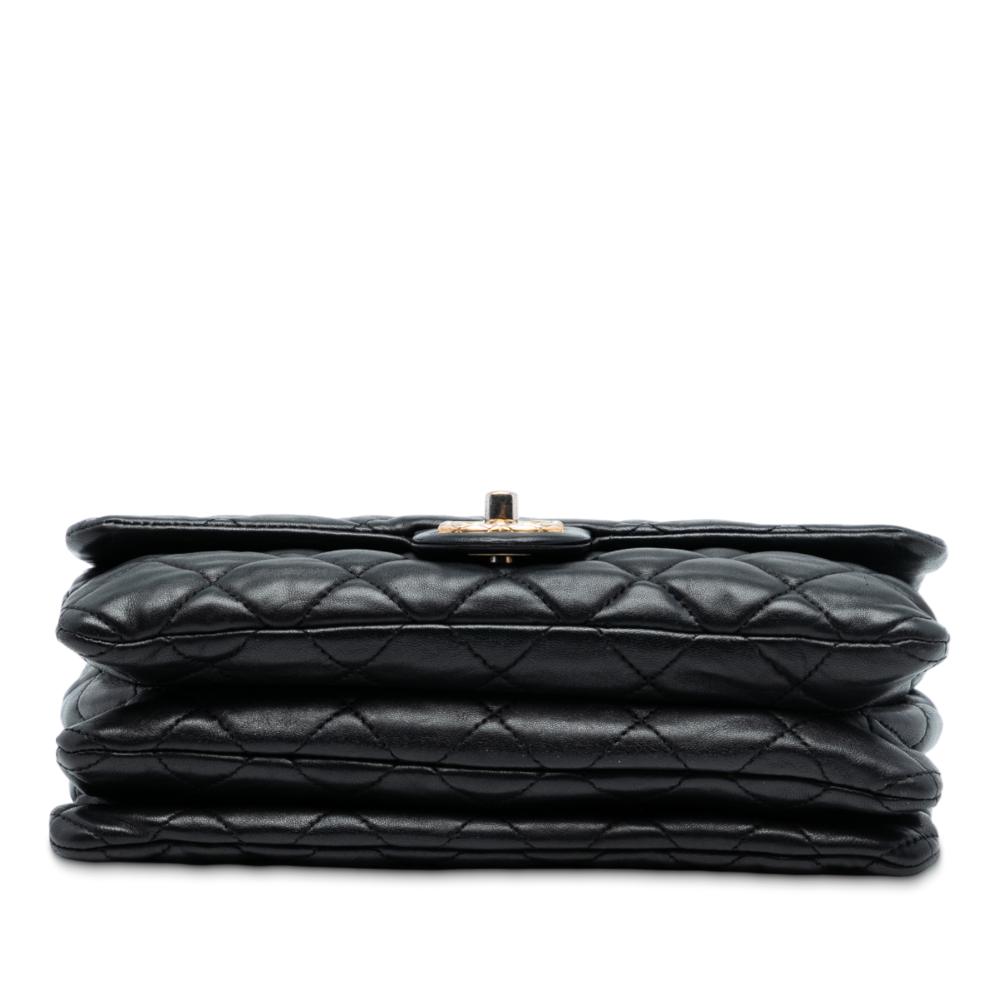 Chanel B Chanel Black Lambskin Leather Leather Medium Quilted Lambskin All Slide Long Single Flap Italy