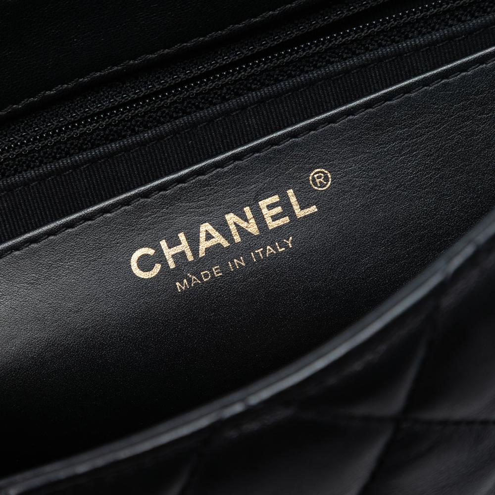 Chanel B Chanel Black Lambskin Leather Leather Medium Quilted Lambskin All Slide Long Single Flap Italy