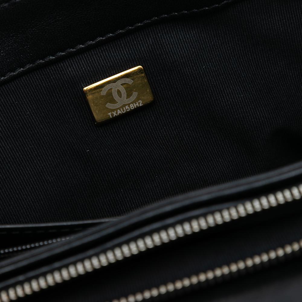 Chanel B Chanel Black Lambskin Leather Leather Medium Quilted Lambskin All Slide Long Single Flap Italy