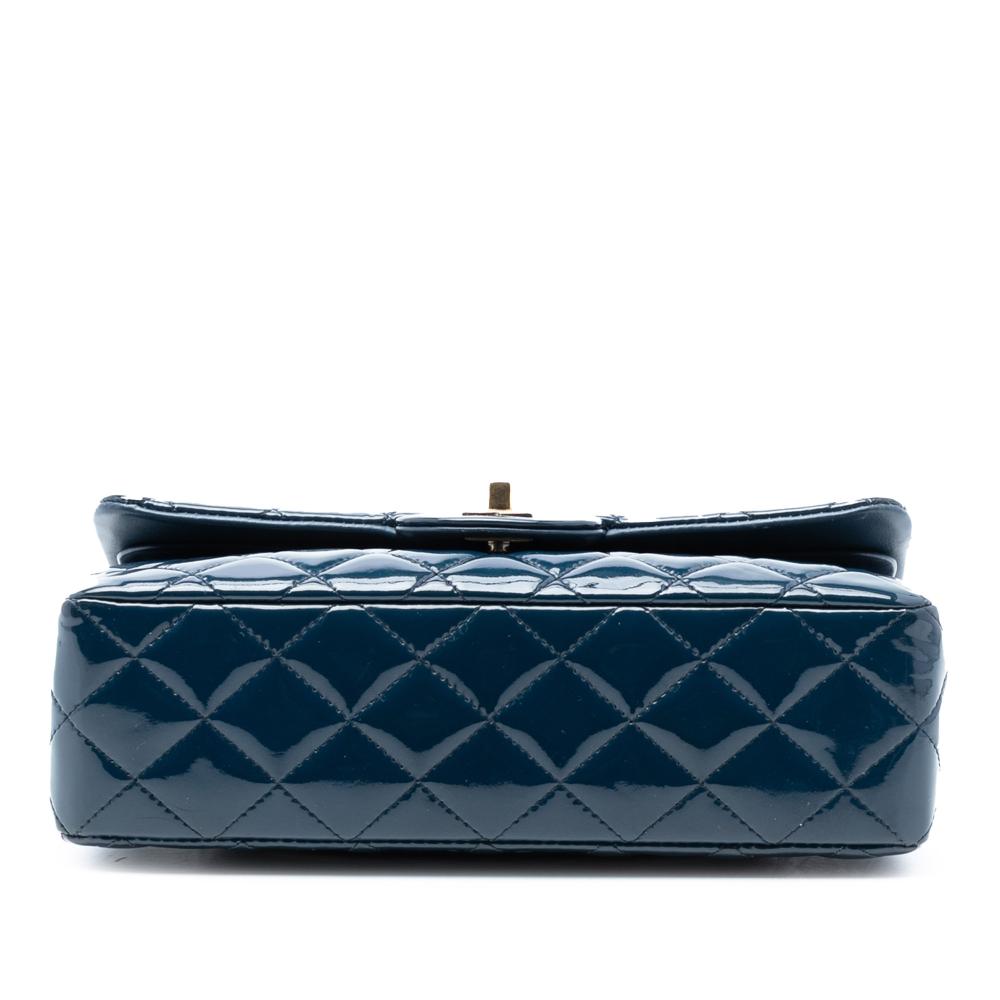 Chanel B Chanel Blue Patent Leather Leather Small Classic Patent Double Flap France