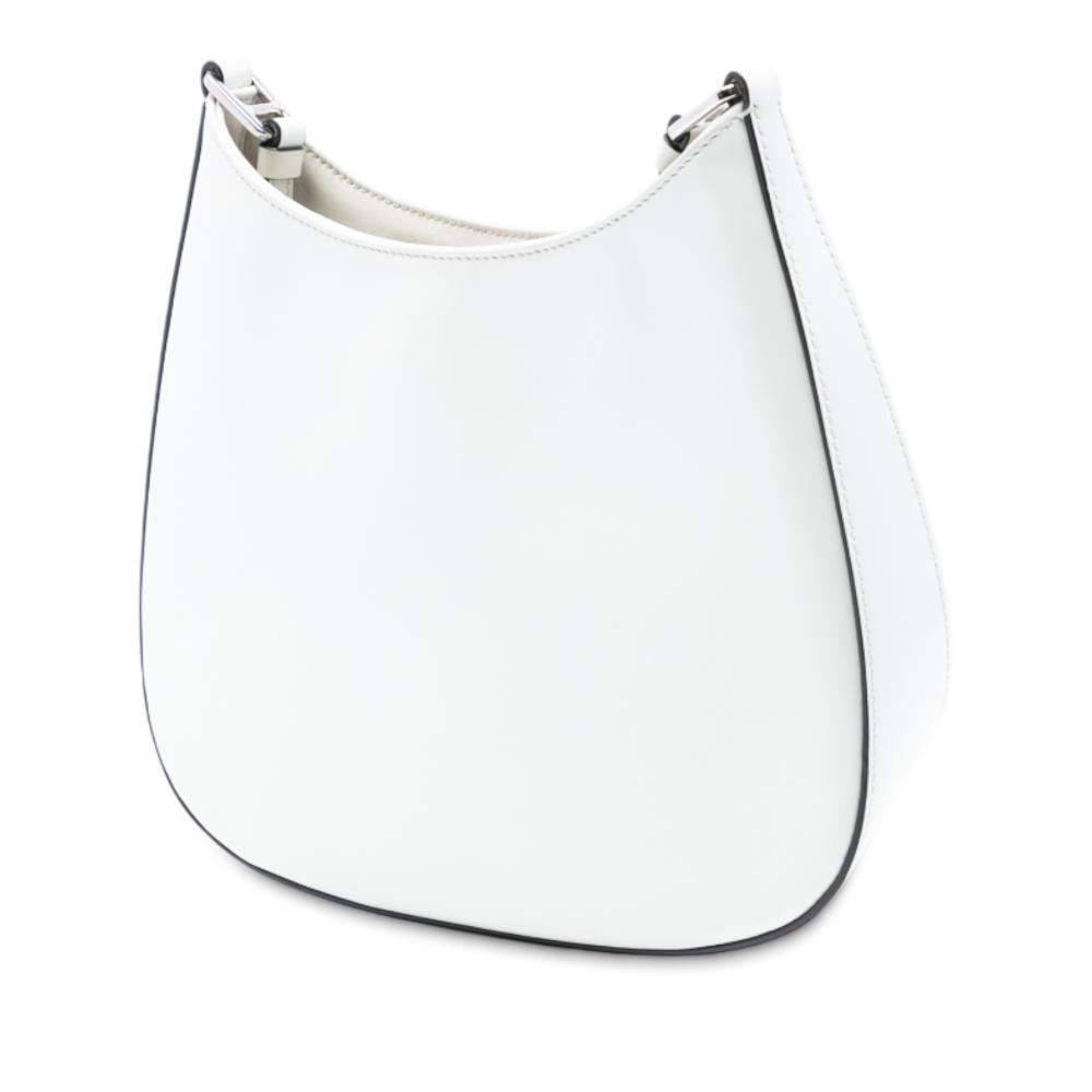 Prada AB Prada White Pearl Calf Leather Brushed Cleo Shoulder Bag Italy