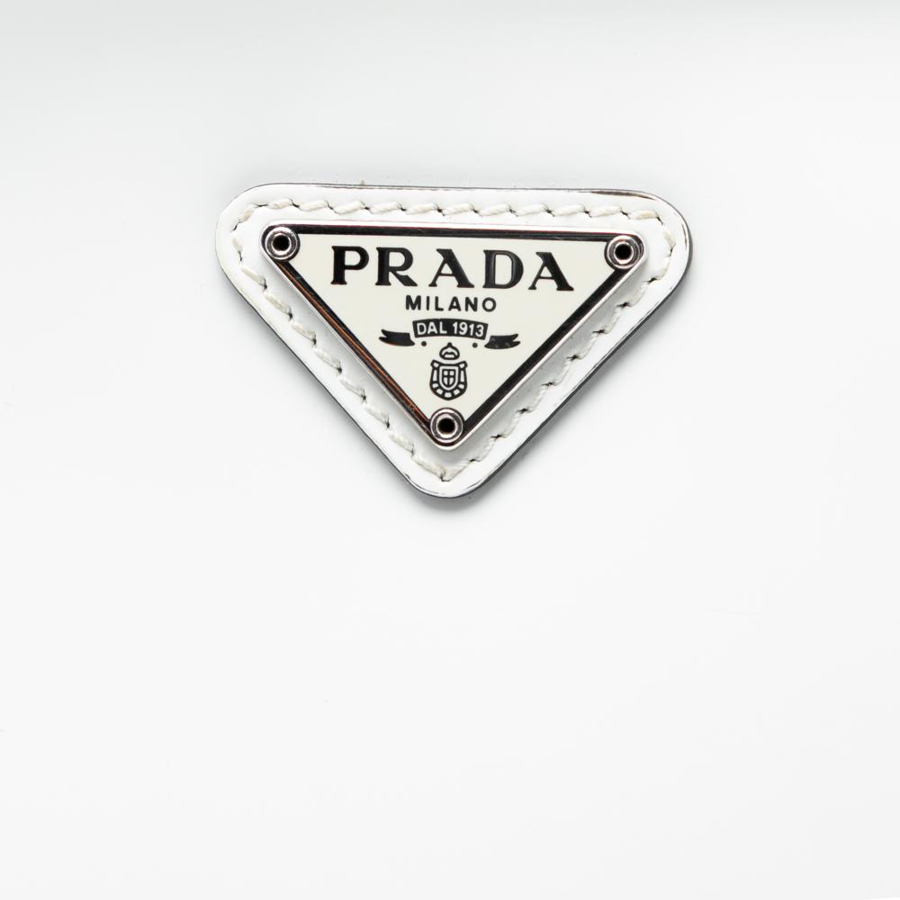 Prada AB Prada White Pearl Calf Leather Brushed Cleo Shoulder Bag Italy