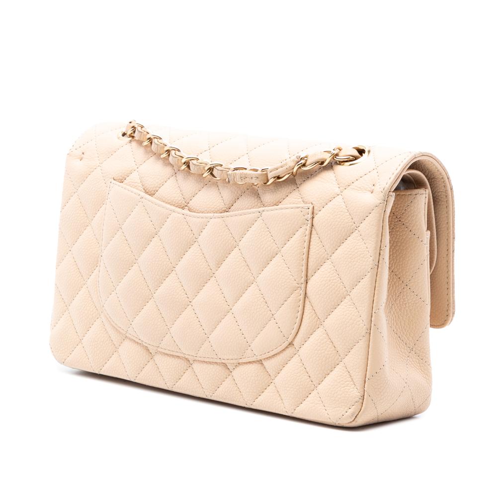 Chanel B Chanel Brown Beige Caviar Leather Leather Medium Classic Caviar Double Flap France