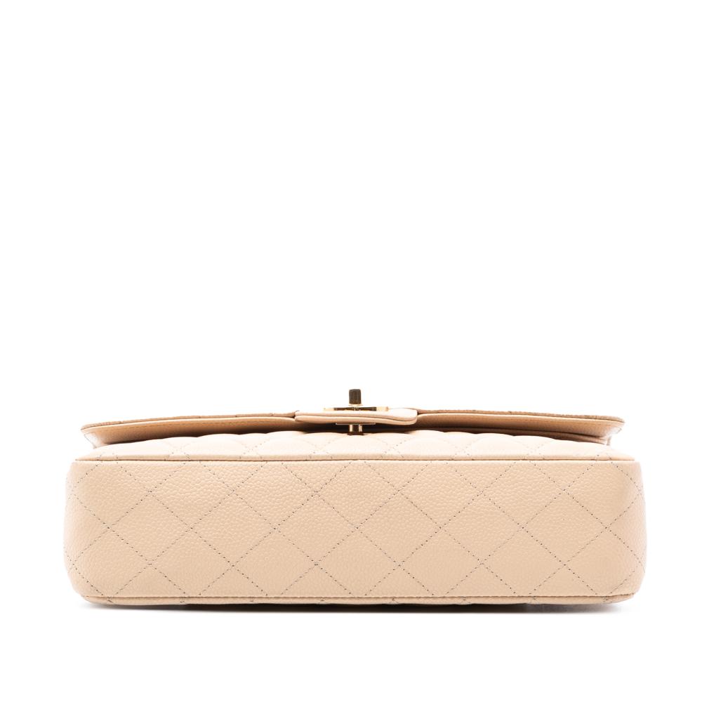 Chanel B Chanel Brown Beige Caviar Leather Leather Medium Classic Caviar Double Flap France