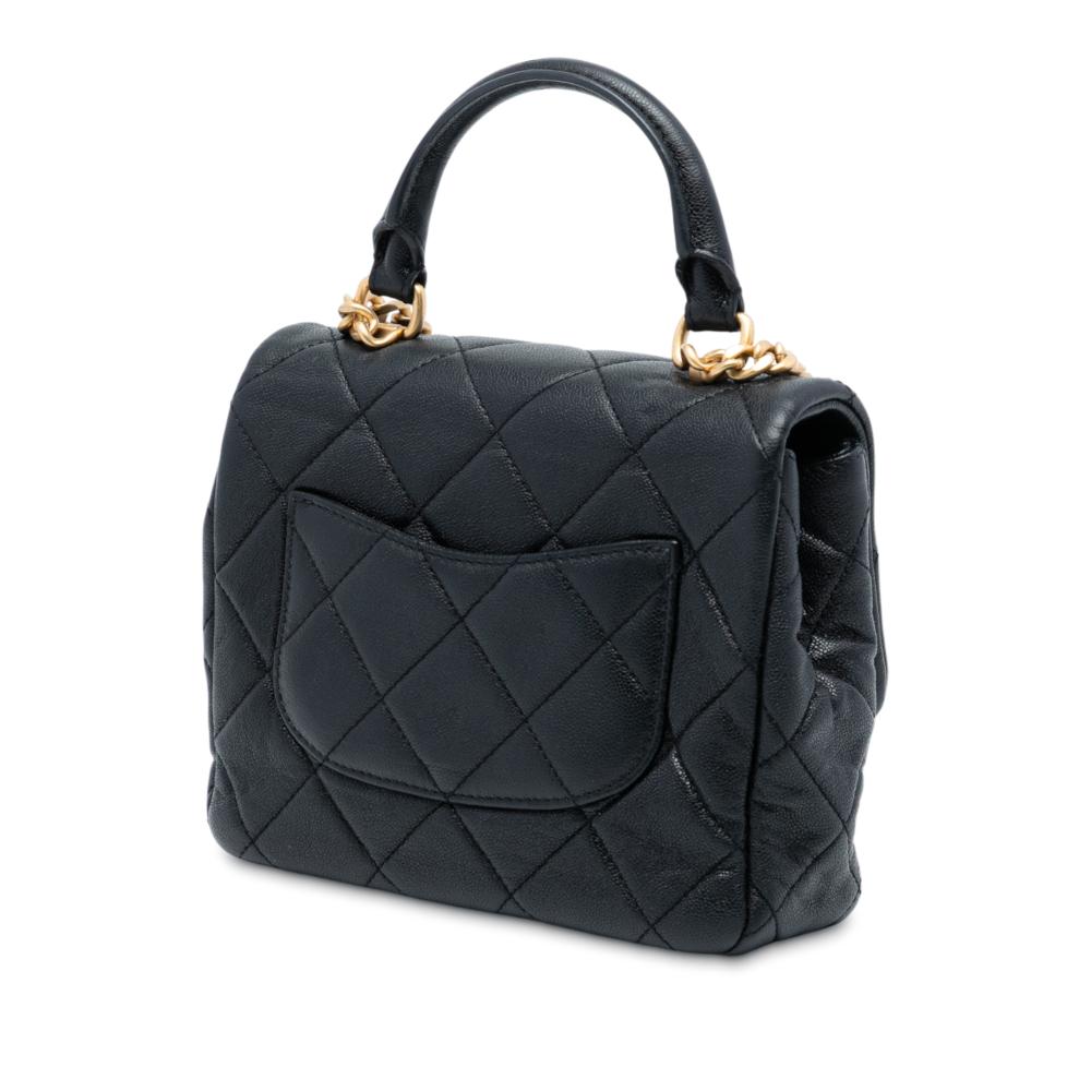 Chanel AB Chanel Black Caviar Leather Leather Mini Quilted Caviar Top Handle Flap Italy