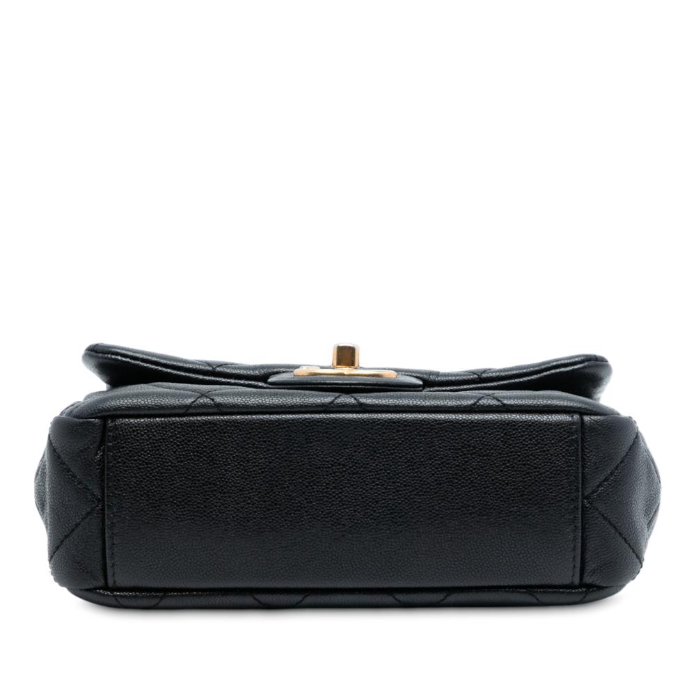 Chanel AB Chanel Black Caviar Leather Leather Mini Quilted Caviar Top Handle Flap Italy