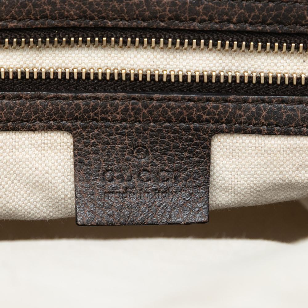 Gucci AB Gucci Brown Dark Brown Calf Leather Guccissima Catherine Tote Italy