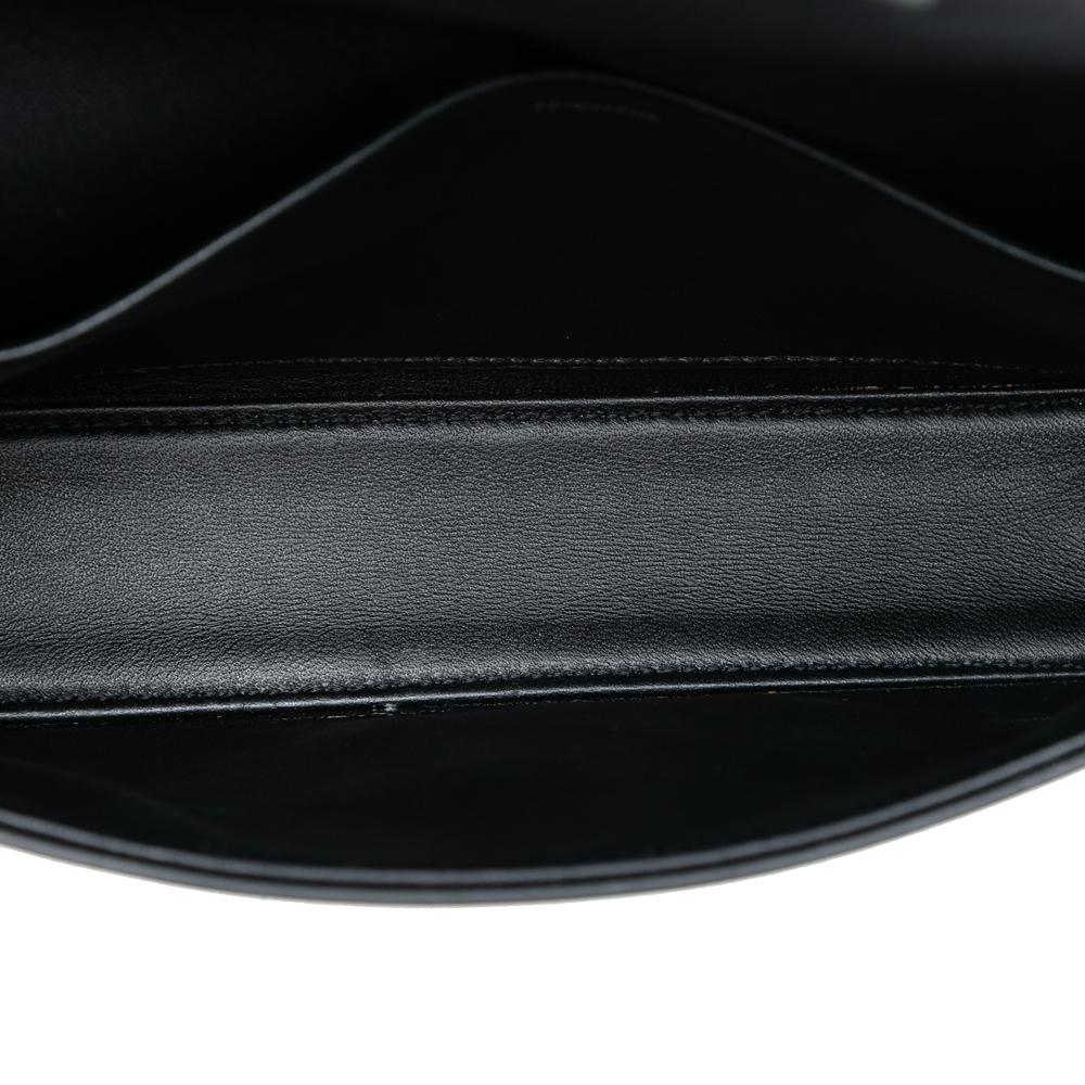 Celine B Celine Black Calf Leather Shiny skin Triomphe Chain Box Shoulder Bag France