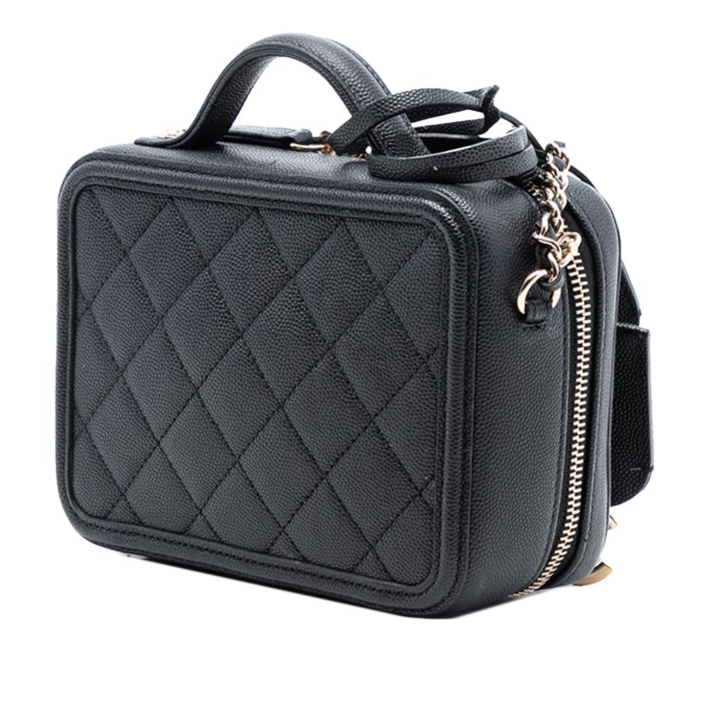 Chanel AB Chanel Black Caviar Leather Leather Mini Caviar CC Filigree Vanity Case Italy