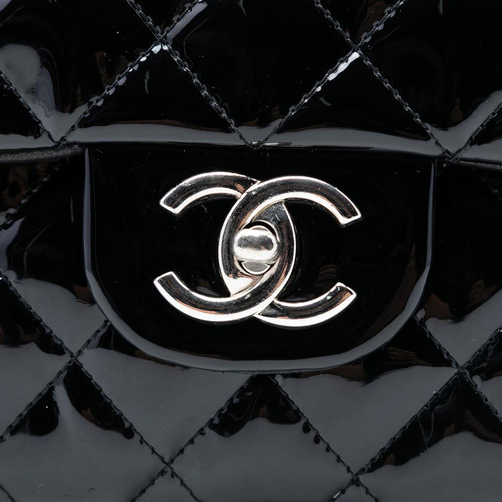 Chanel B Chanel Black Patent Leather Leather Maxi Classic Patent Double Flap Italy