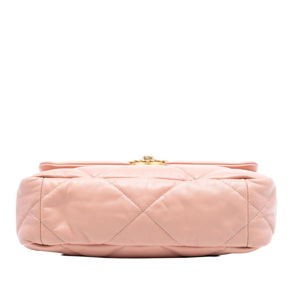 Chanel AB Chanel Pink Light Pink Lambskin Leather Leather Medium Lambskin 19 Flap Italy