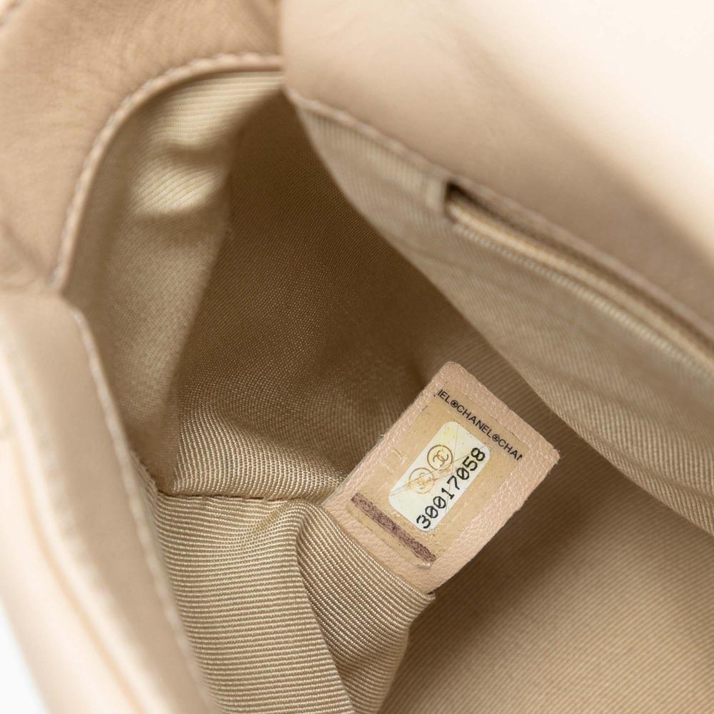 Chanel AB Chanel Brown Beige Lambskin Leather Leather Medium Lambskin 19 Flap Italy