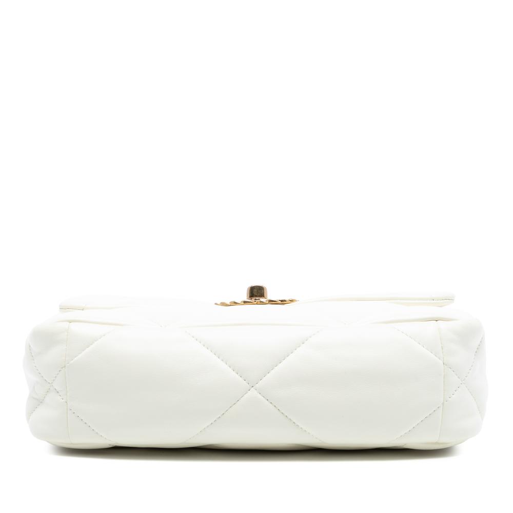 Chanel B Chanel White Lambskin Leather Leather Medium Lambskin 19 Flap Italy