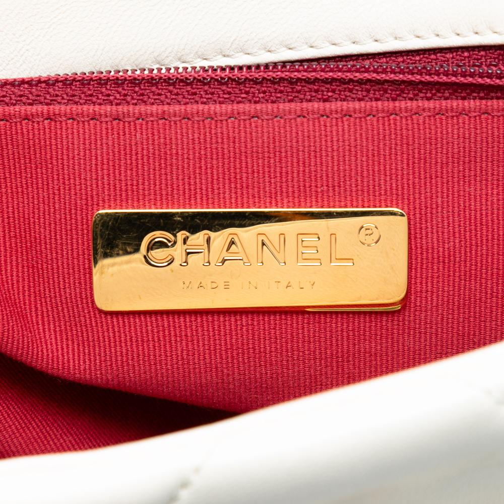 Chanel B Chanel White Lambskin Leather Leather Medium Lambskin 19 Flap Italy