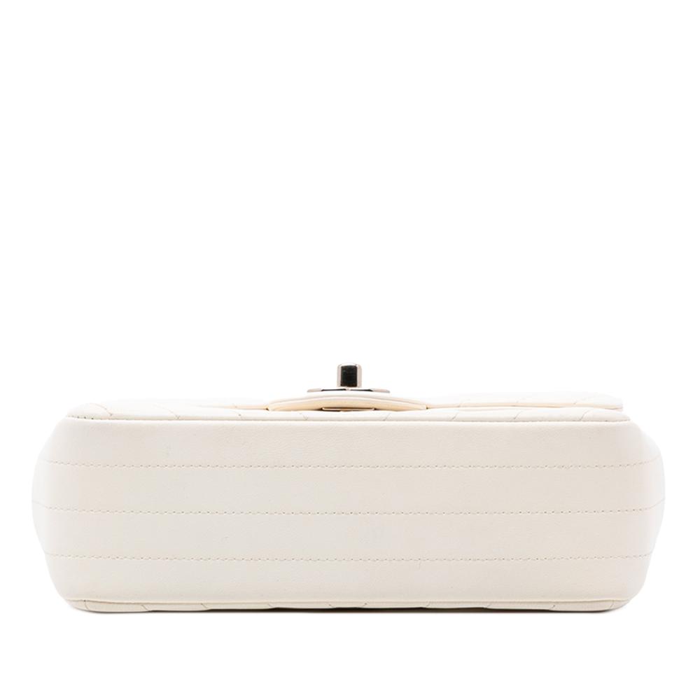 Chanel White Mini Rectangular Classic Chevron Lambskin Single Flap Italy
