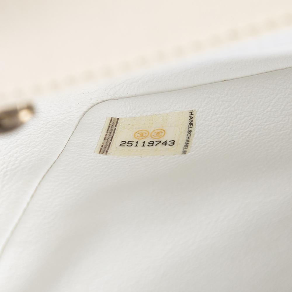 Chanel White Mini Rectangular Classic Chevron Lambskin Single Flap Italy