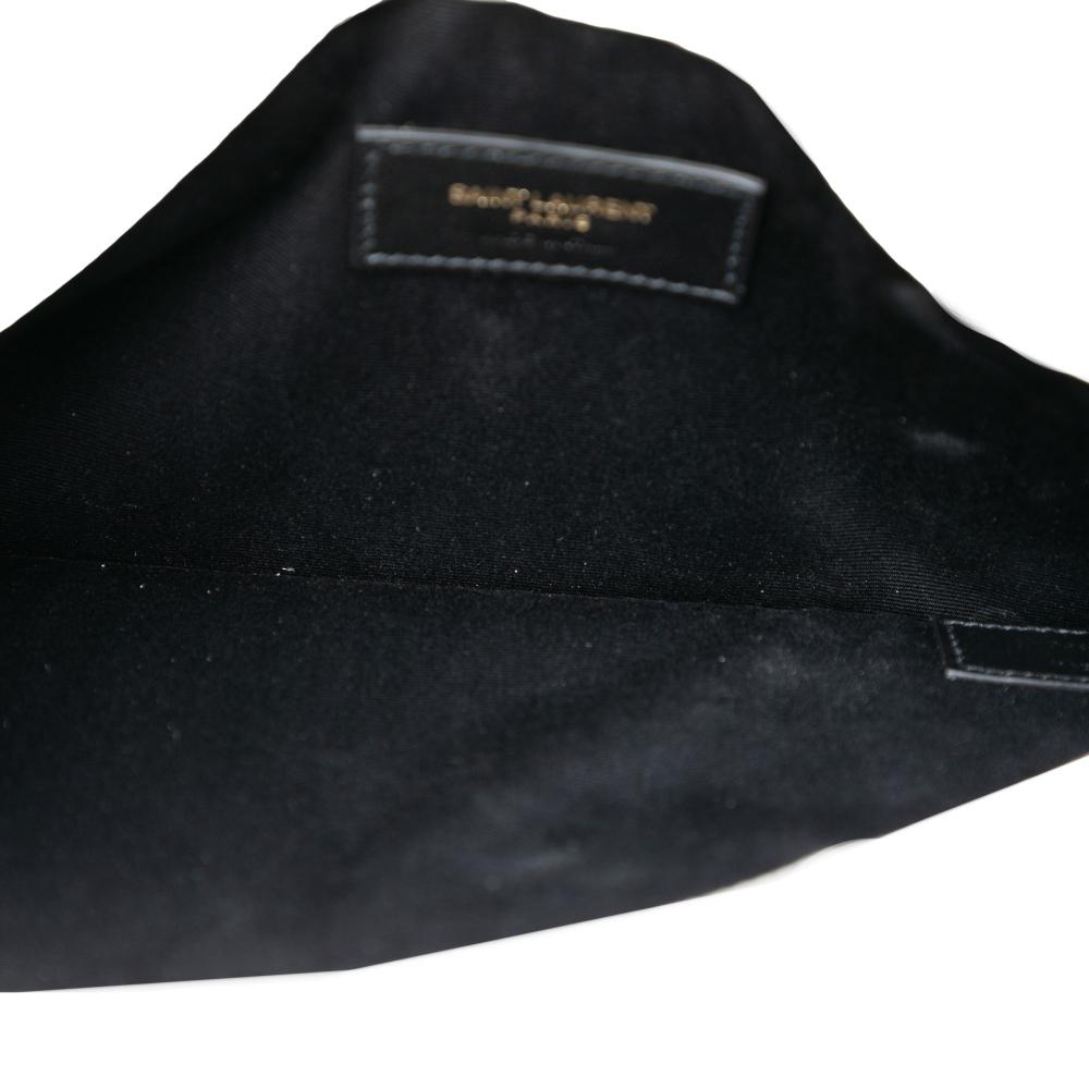 Saint Laurent B Saint Laurent White Calf Leather Grain De Poudre Uptown Pouch Italy