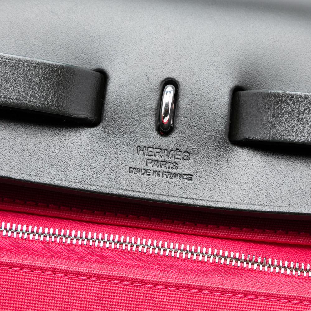 Hermès B Hermès Pink Strawberry with Black Canvas Fabric Toile Herbag Zip 31 France