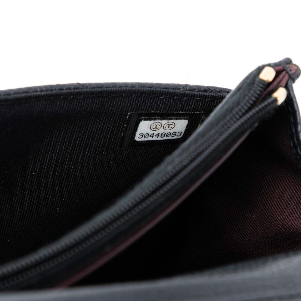 Chanel B Chanel Black Caviar Leather Leather CC Quilted Caviar Wallet on Chain France