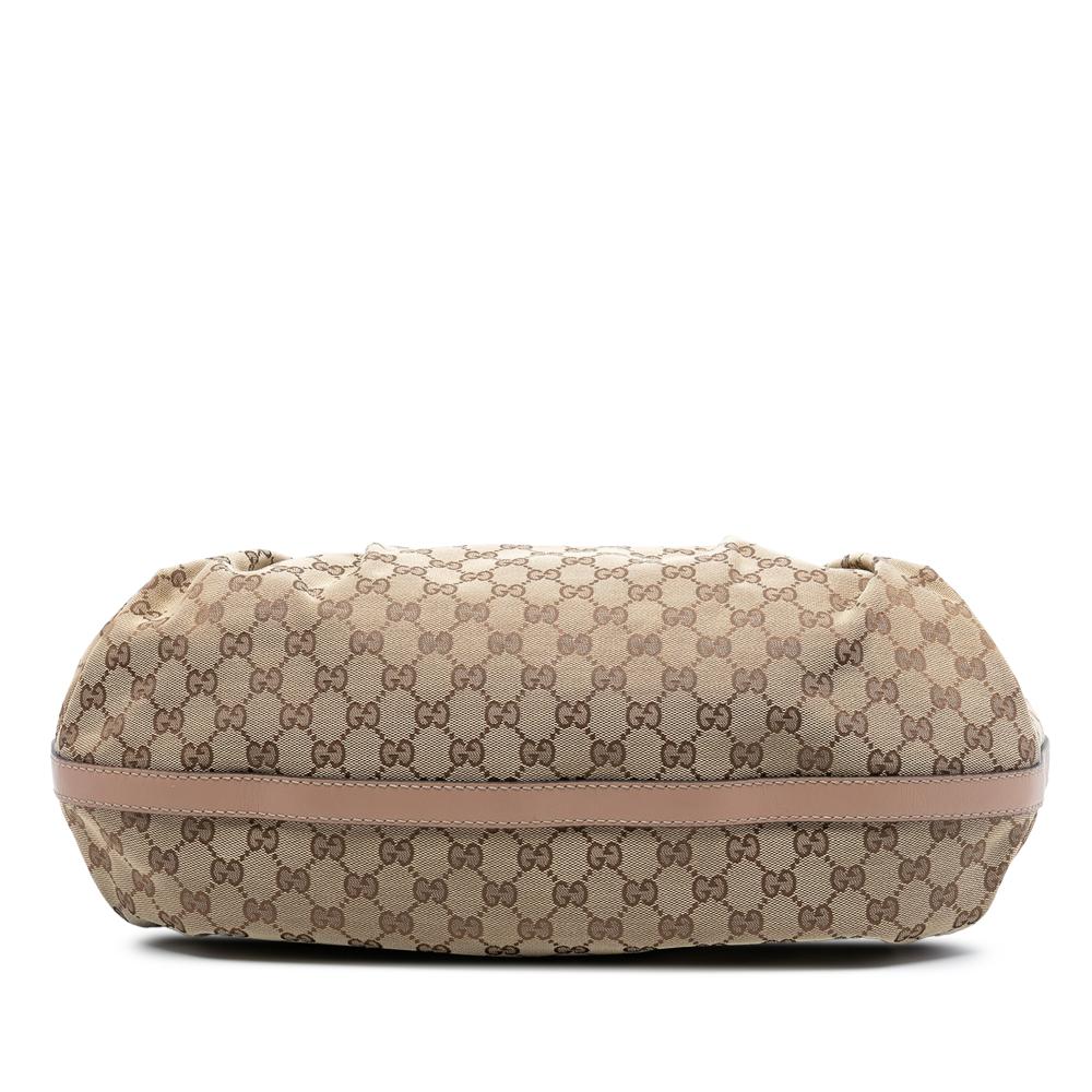 Gucci B Gucci Brown Beige with Pink Canvas Fabric Large GG Scarlett Tote Italy