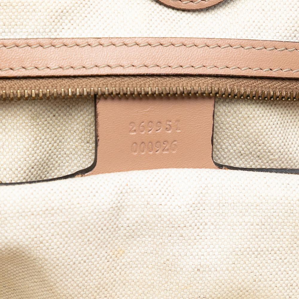 Gucci B Gucci Brown Beige with Pink Canvas Fabric Large GG Scarlett Tote Italy