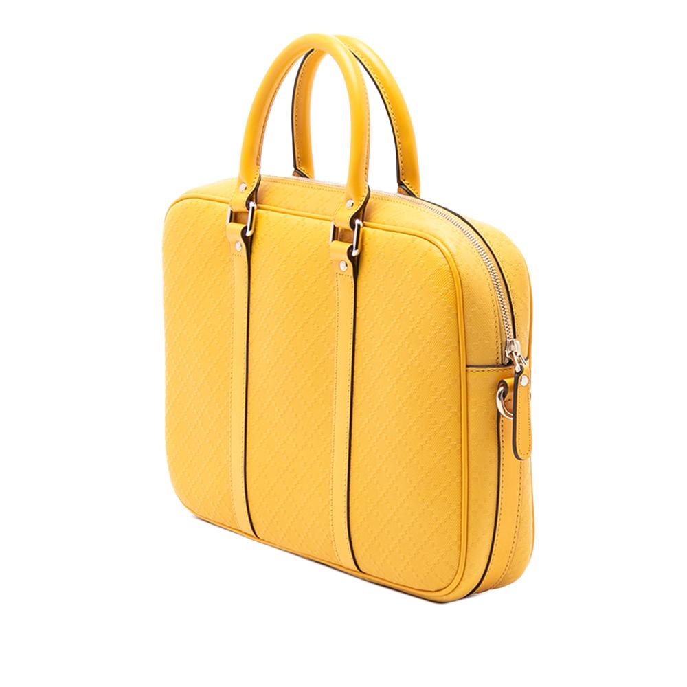 Gucci AB Gucci Yellow Calf Leather Medium Diamante Bright Business Bag Italy