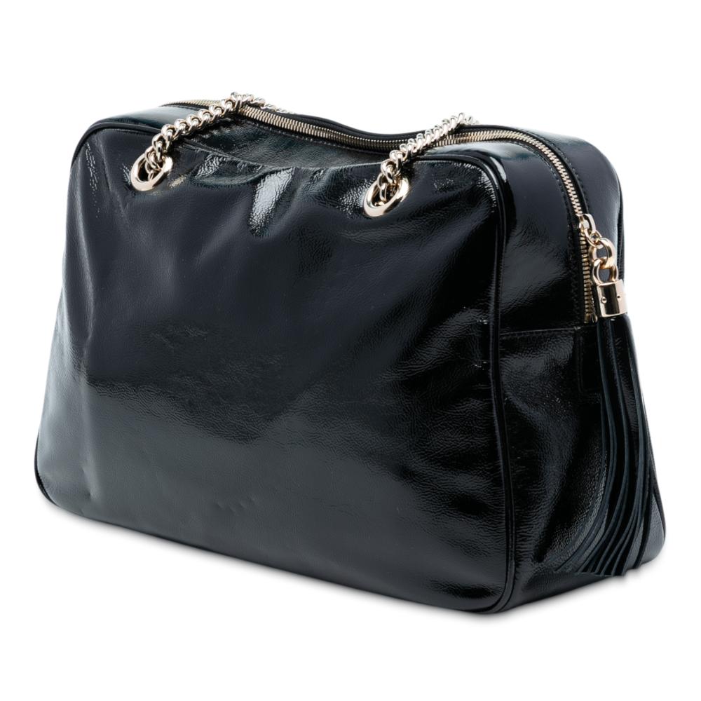Gucci AB Gucci Black Patent Leather Leather Patent Soho Chain Shoulder Bag Italy