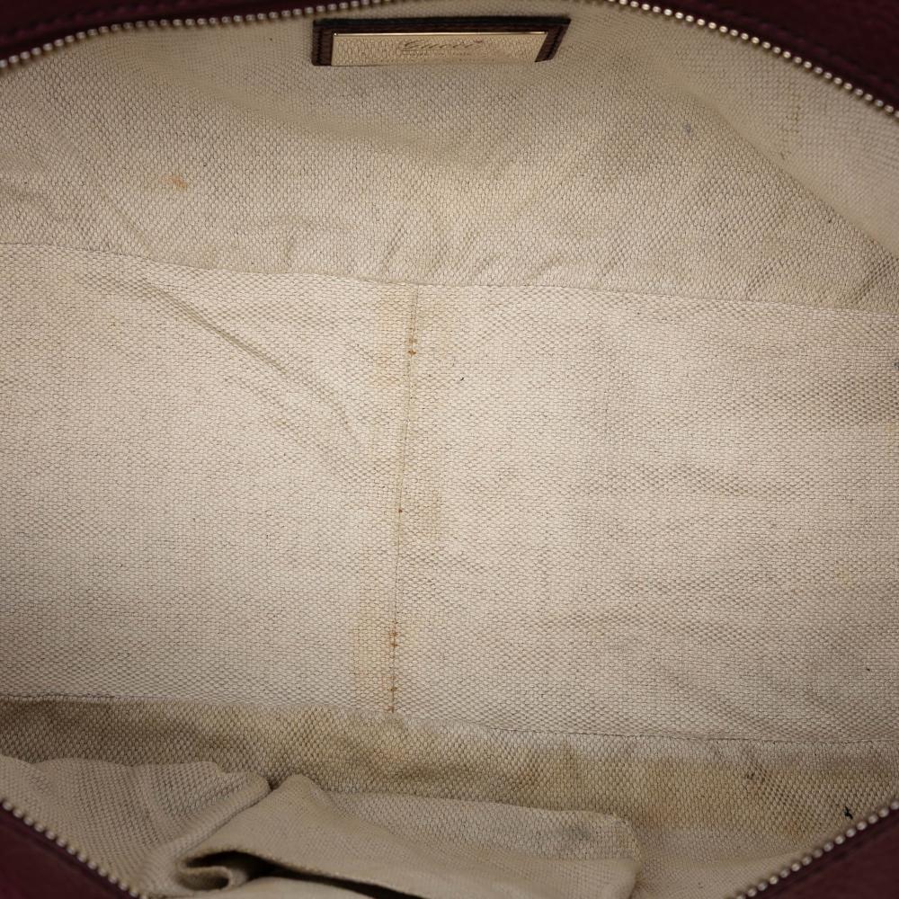 Gucci B Gucci Red Burgundy Calf Leather Soho Chain Shoulder Italy