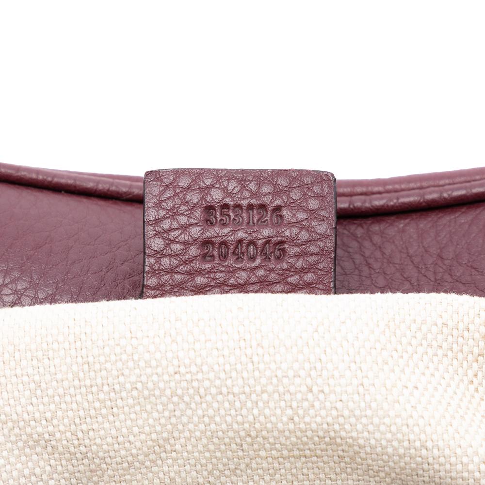 Gucci B Gucci Red Burgundy Calf Leather Soho Chain Shoulder Italy