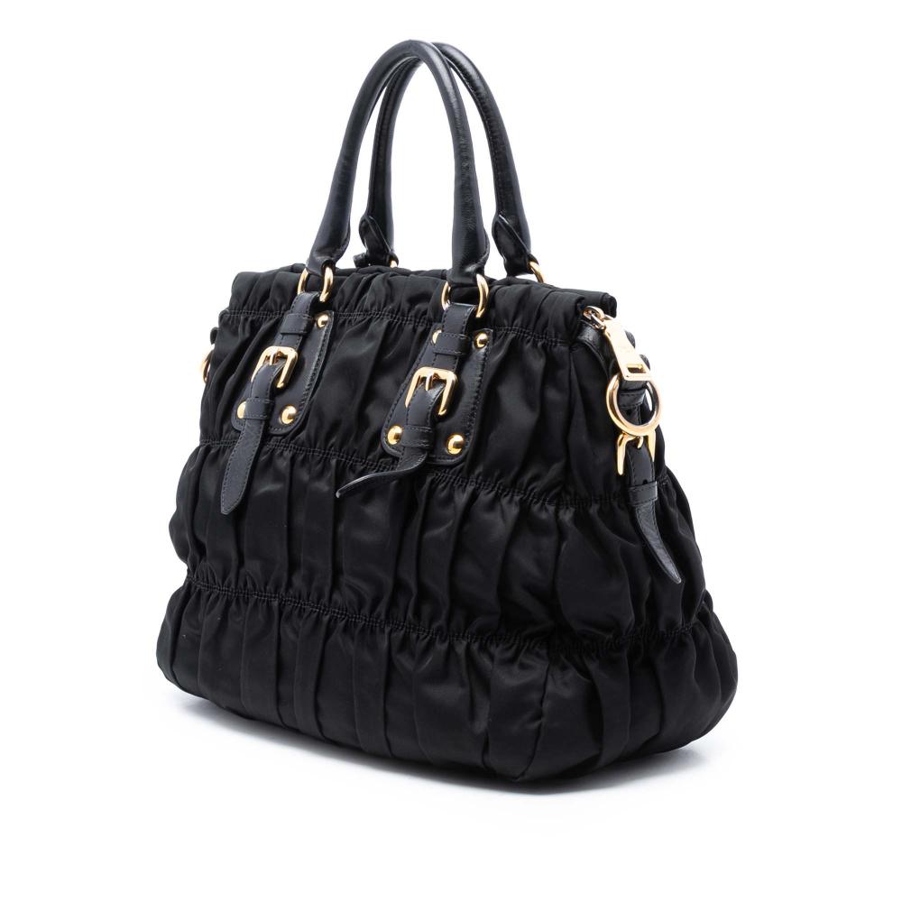 Prada AB Prada Black Nylon Fabric Tessuto Gaufre Satchel Italy